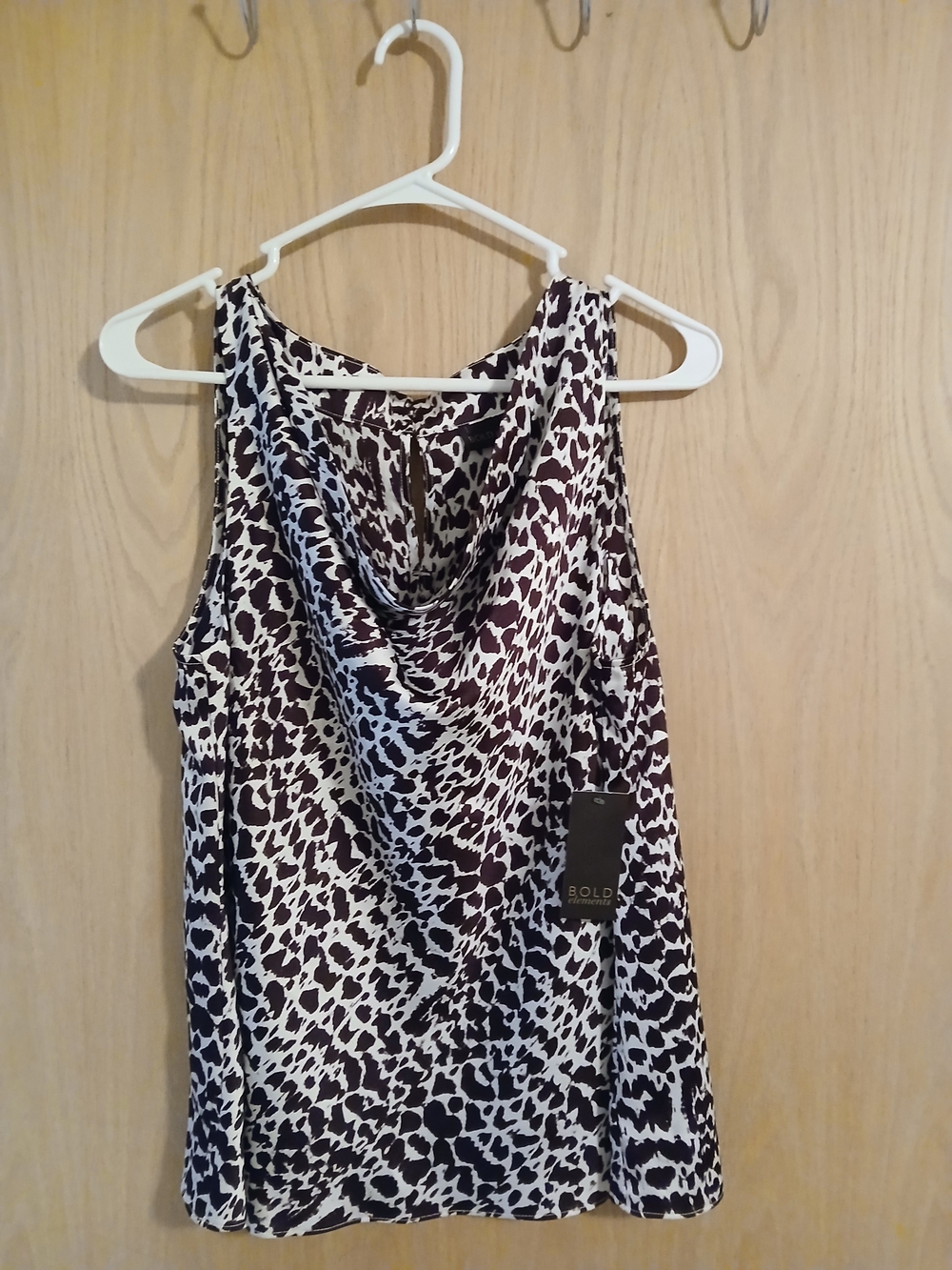 BOLD elements Brown and White Cowl Neck Animal Print Camisole - 2 Pieces